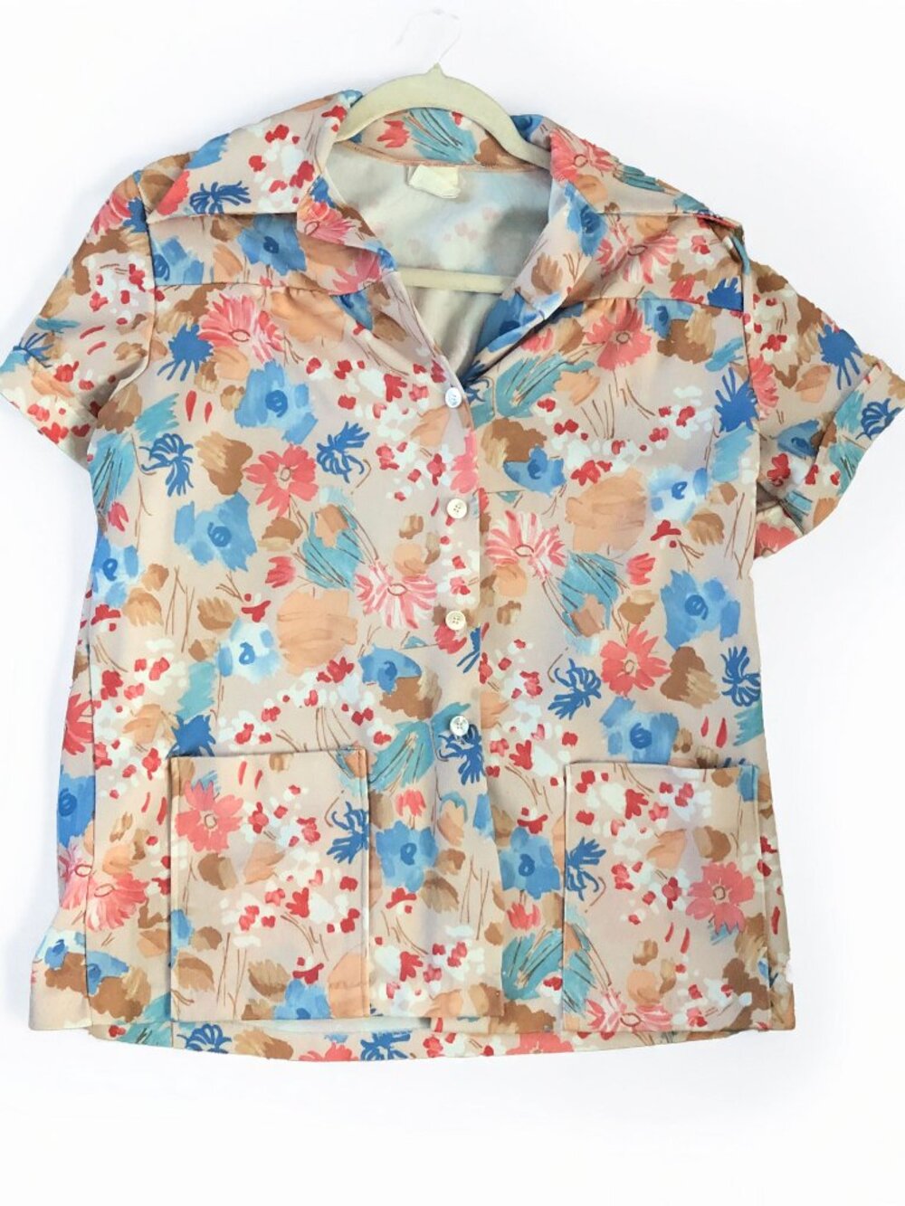 1980'S LAND N SEA BUTTON UP FLORAL BLOUSE